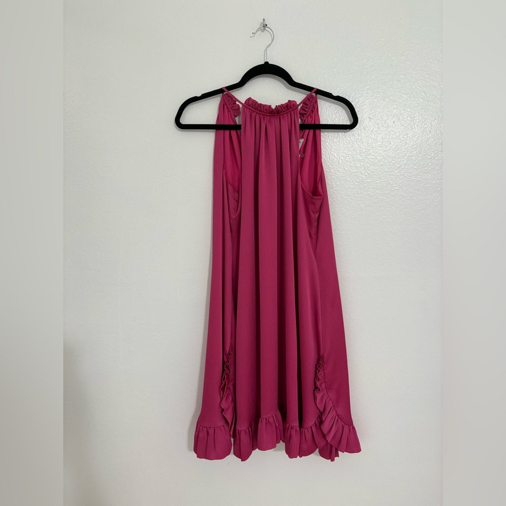 Trina Turk Fuchsia Chemise with Ruffle Hem